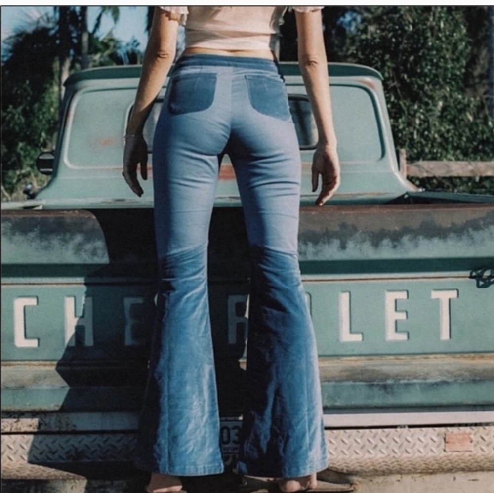 High-Rise Blue Flare Jeans - Women